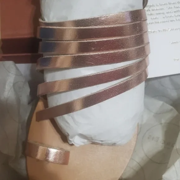 Gold color Multi Crossed Toe Loop Sandal - Picture 10 of 11